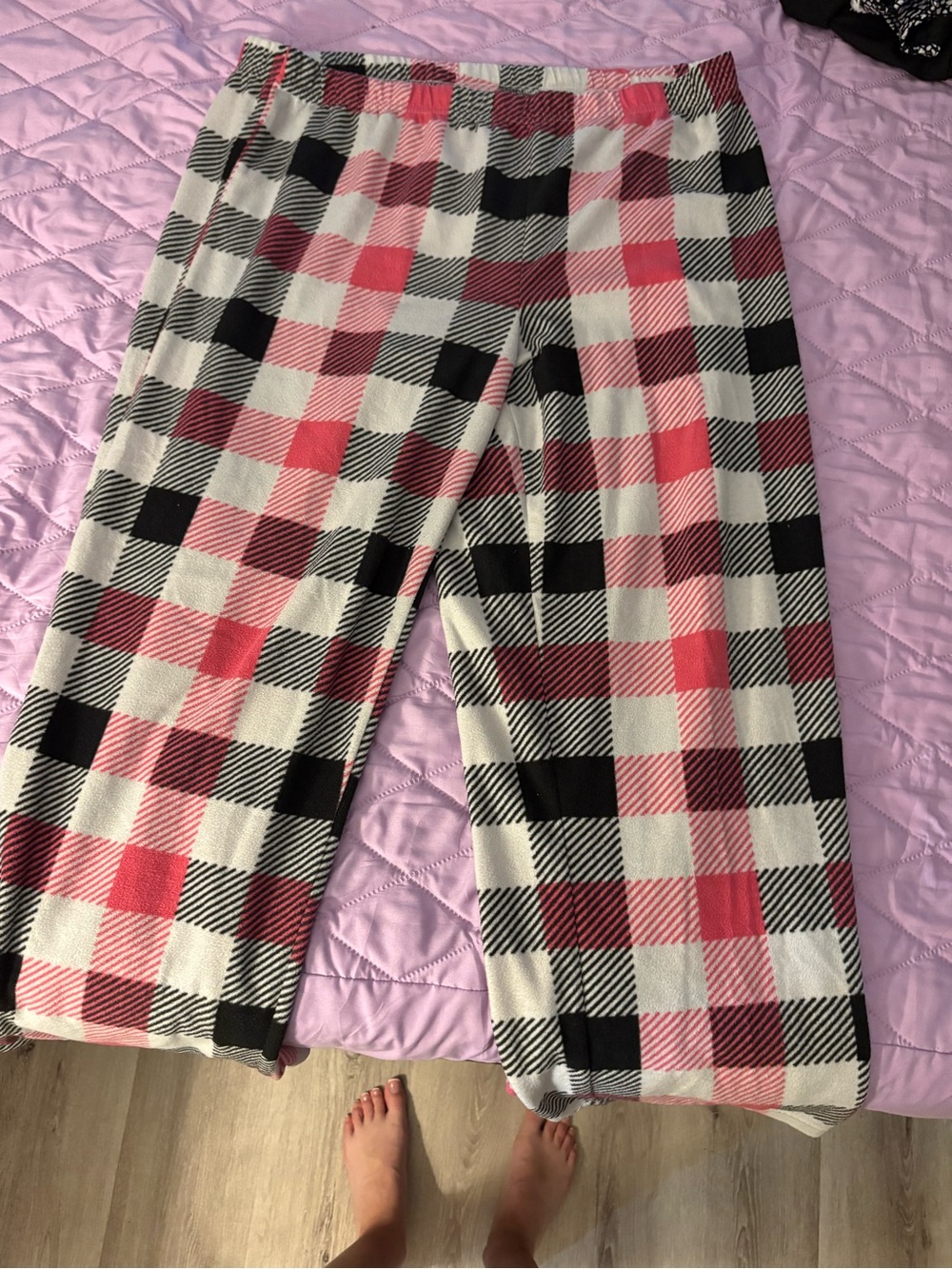 Cozy Girls Pink, Black & White Plaid Pajama Pants